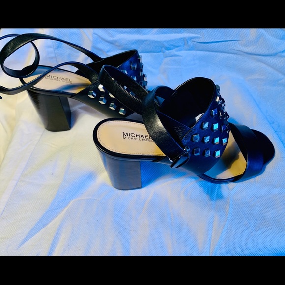 Michael Kors Valencia Studded Leather Block Heel - Picture 4 of 5